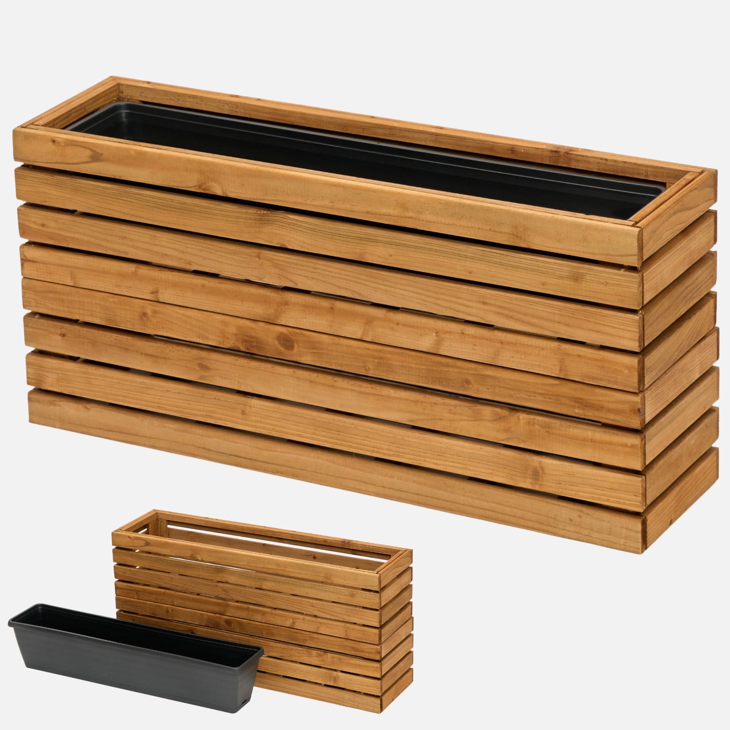 Schmaler Blumenkasten Holz hoch 40 cm, 86 cm lang – homerzo