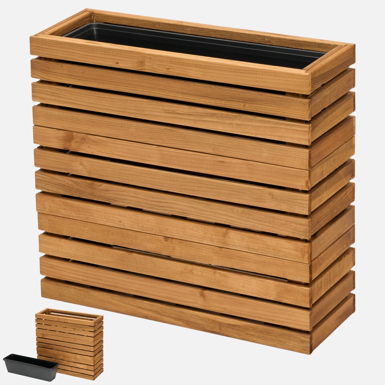 Schmaler Blumenkasten Holz hoch 60 cm, 65 cm lang – homerzo