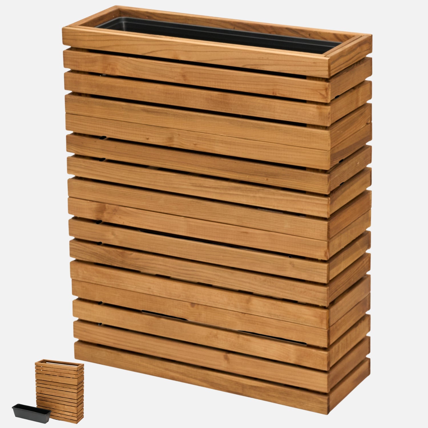 Schmaler Blumenkasten Holz hoch 80 cm, 65 cm lang – homerzo