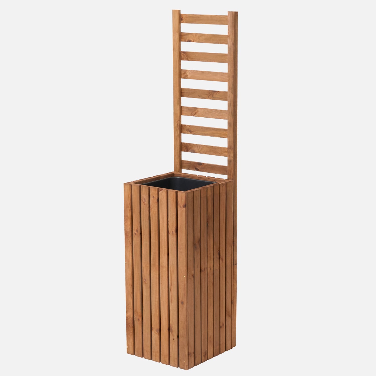 Dřevěný zahradní květináč s pergolovou mřížkou 157 cm, vložka 1x18 l, hnědá 