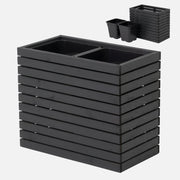 Maceta de madera para jardín, color antracita negro, alta, 55 cm, para terraza, balcón, jardín. 