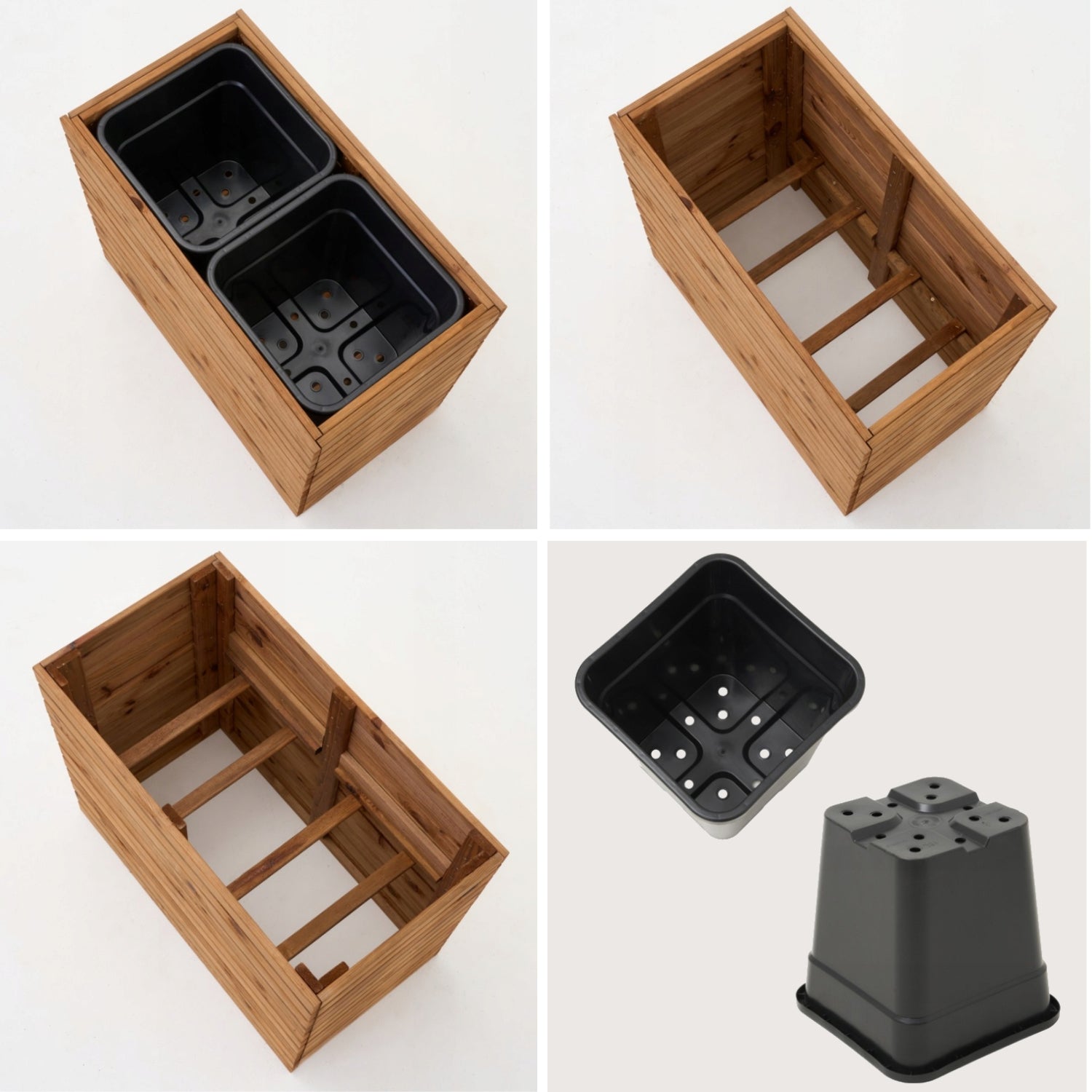 Dřevěný zahradní květináč s pergolovou mřížkou 132 cm, vložka 2x18 l, hnědá 