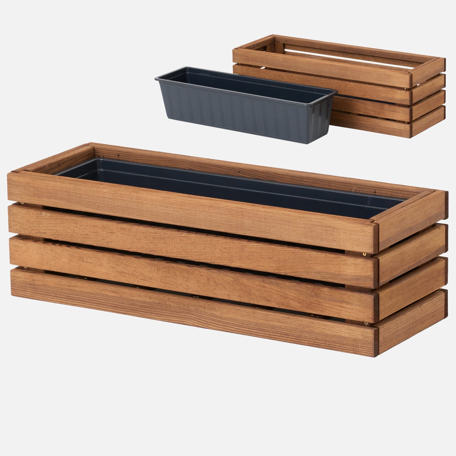 Donica balkonowa 65 cm brązowa + wkład 11 l balkon taras ogród