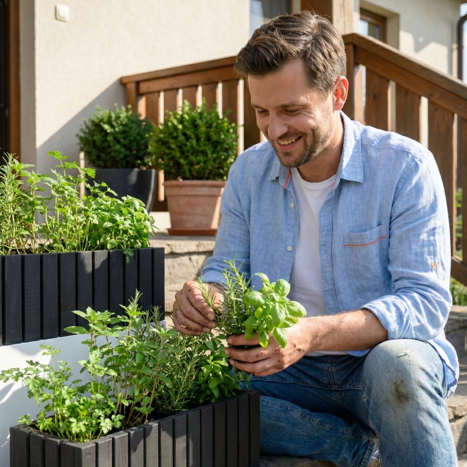 Donica balkonowa 65 cm antracyt + wkład 11 l balkon taras ogród