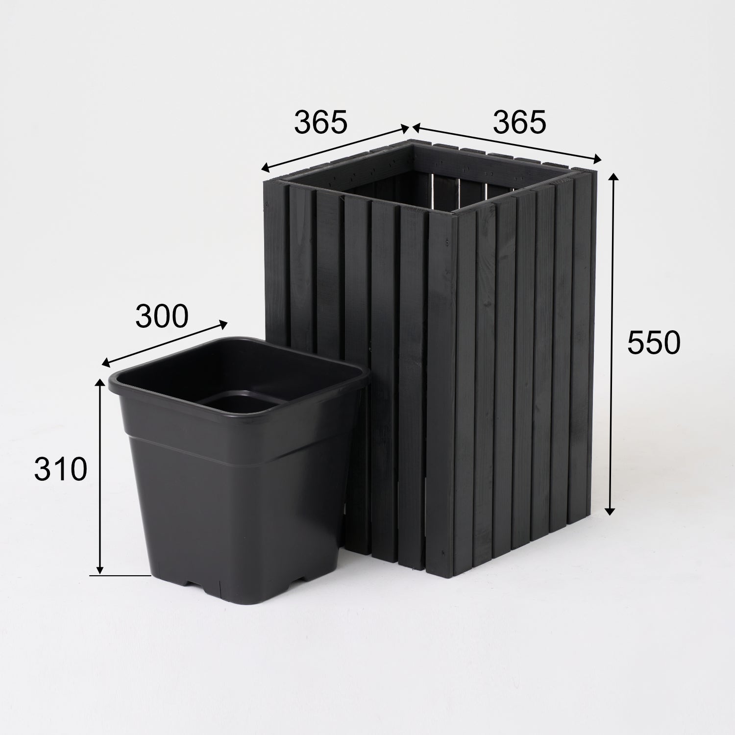 Maceta de madera para jardín, color antracita negro, alta, 55 cm, para terraza, balcón, jardín. 