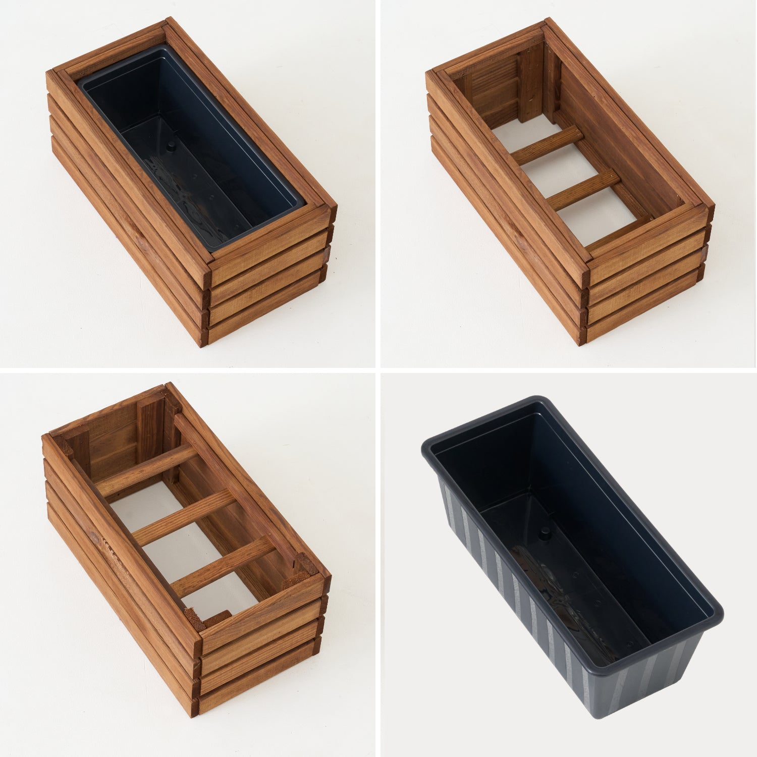 Pot de fleurs de balcon 45 cm marron + insert 6,8 l + poignée pour balcon et terrasse