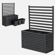 Dřevěný zahradní květináč s pergolovou mřížkou 132 cm, vložka 3x18 l, antracit 