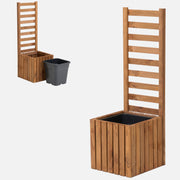 Dřevěný zahradní květináč s pergolovou mřížkou 112 cm, vložka 1x18 l, hnědá 