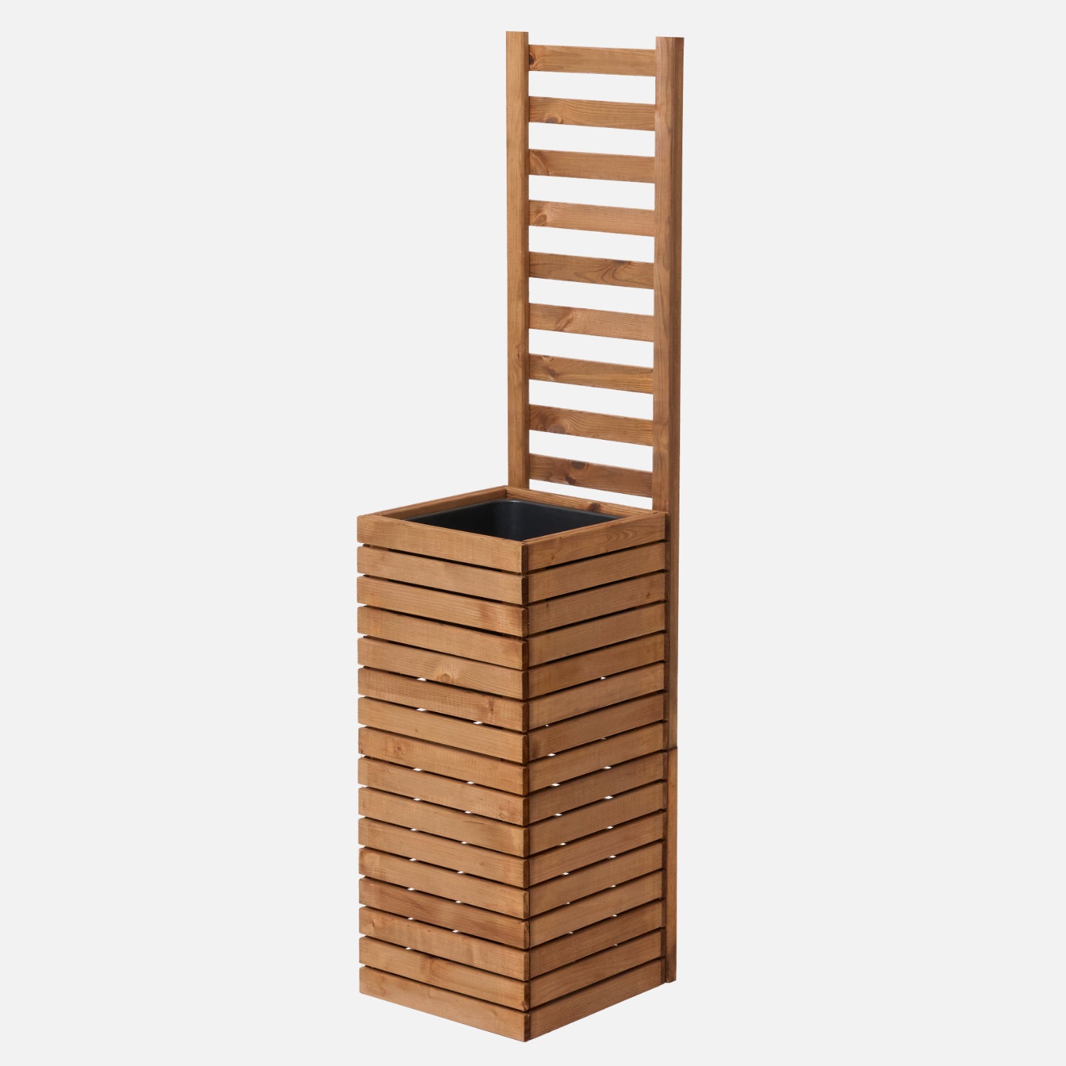 Dřevěný zahradní květináč s pergolovou mřížkou 157 cm, vložka 1x18 l, hnědá 