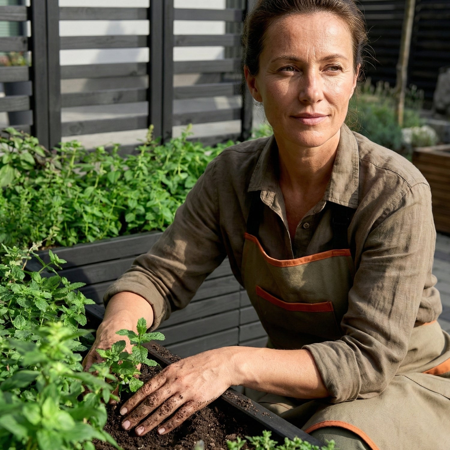 Donica ogrodowa drewniana z kratką pergola 112cm, wkład 3x18l, antracytowa