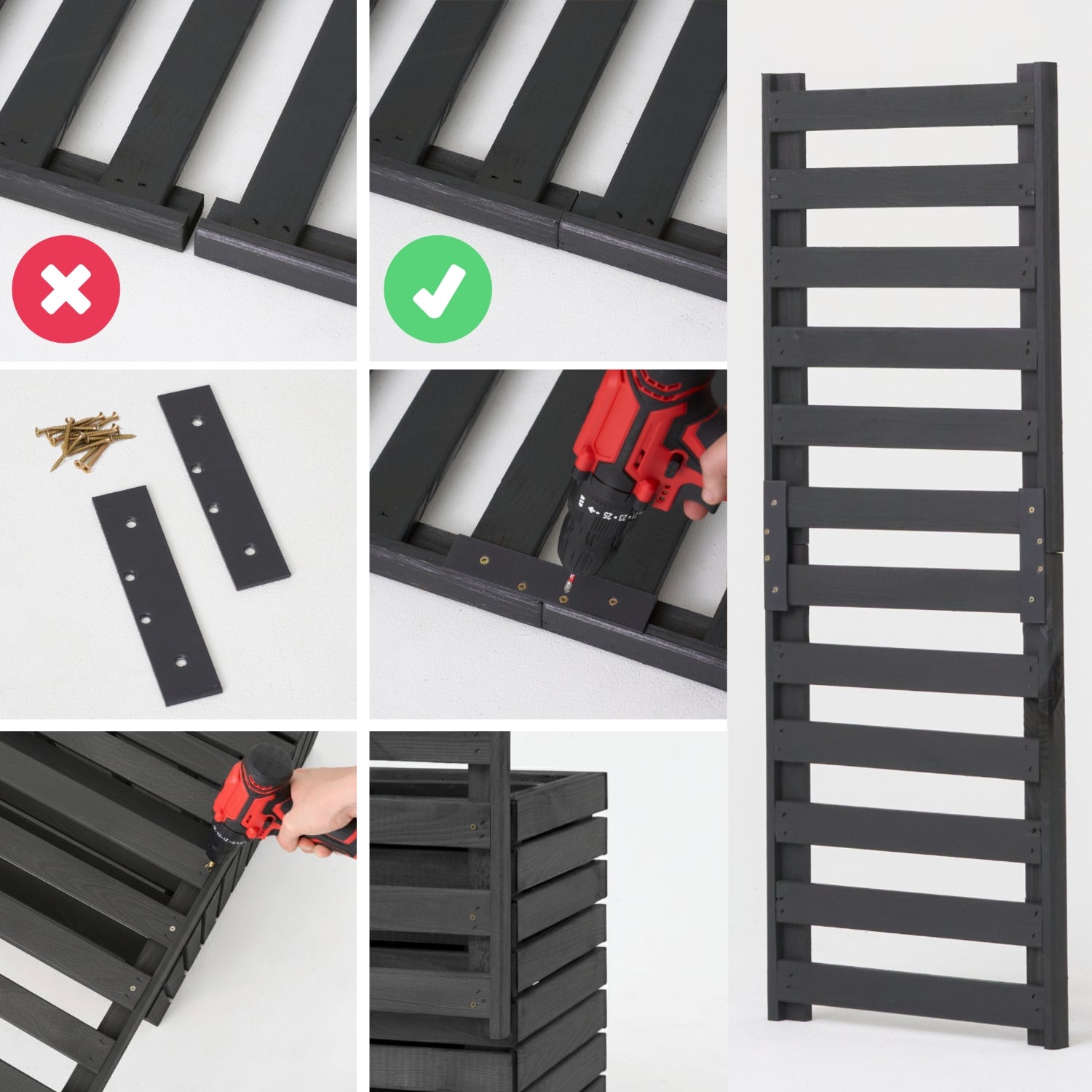 Gartenkübel aus Holz mit Pergola-Rankgitter, 112 cm, Einsatz 3x18 l, anthrazit 