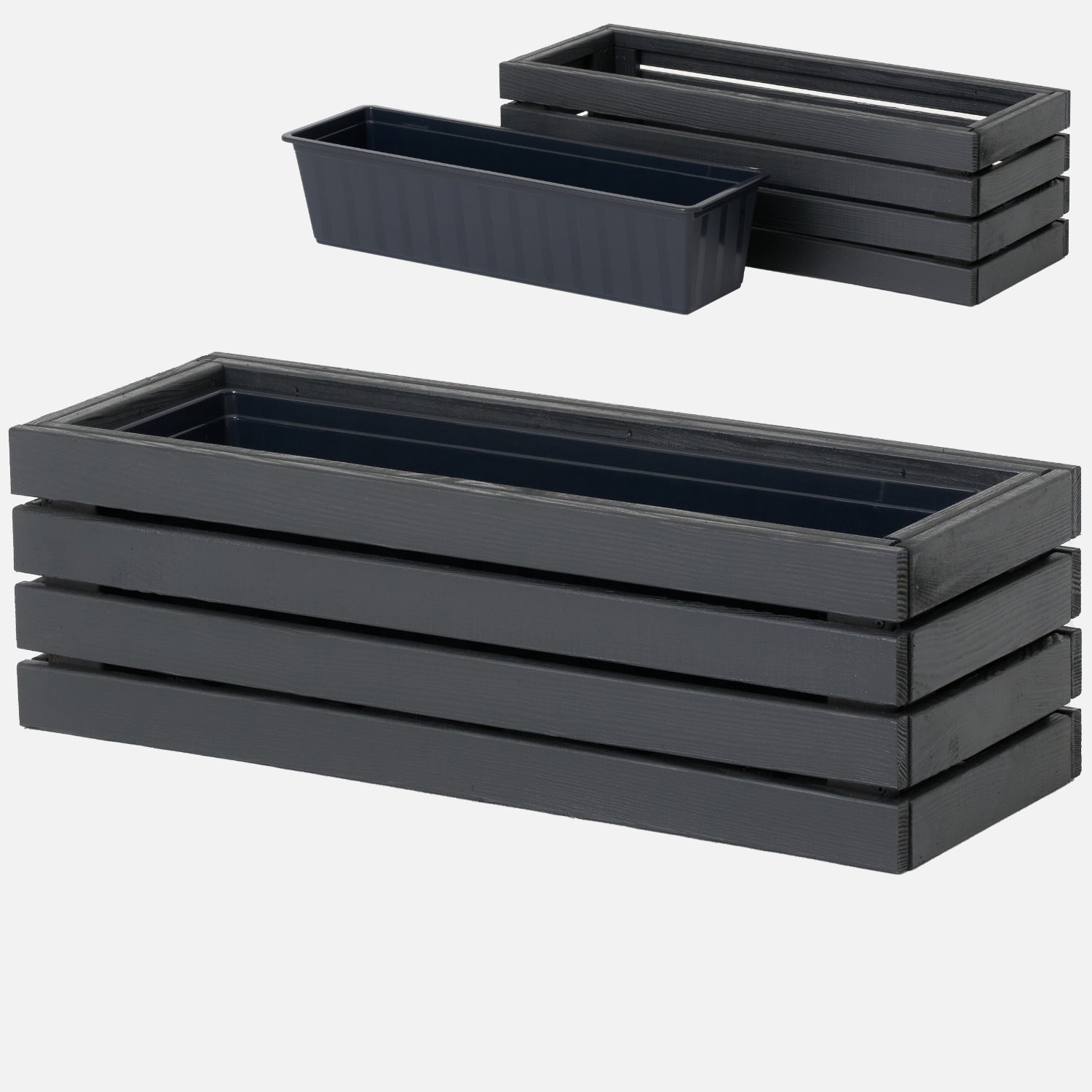 Donica balkonowa 65 cm antracyt + wkład 11 l balkon taras ogród