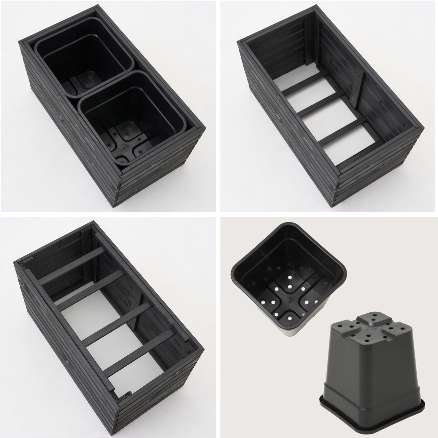 Gartenkübel aus Holz mit Pergola-Rankgitter, 112 cm, 2 x 18 l Einsatz, anthrazit 