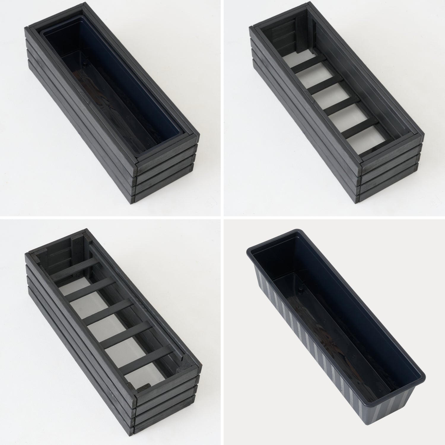 Balkon-Blumentopf 65 cm anthrazit + 11 l Einsatz für Balkon, Terrasse und Garten 