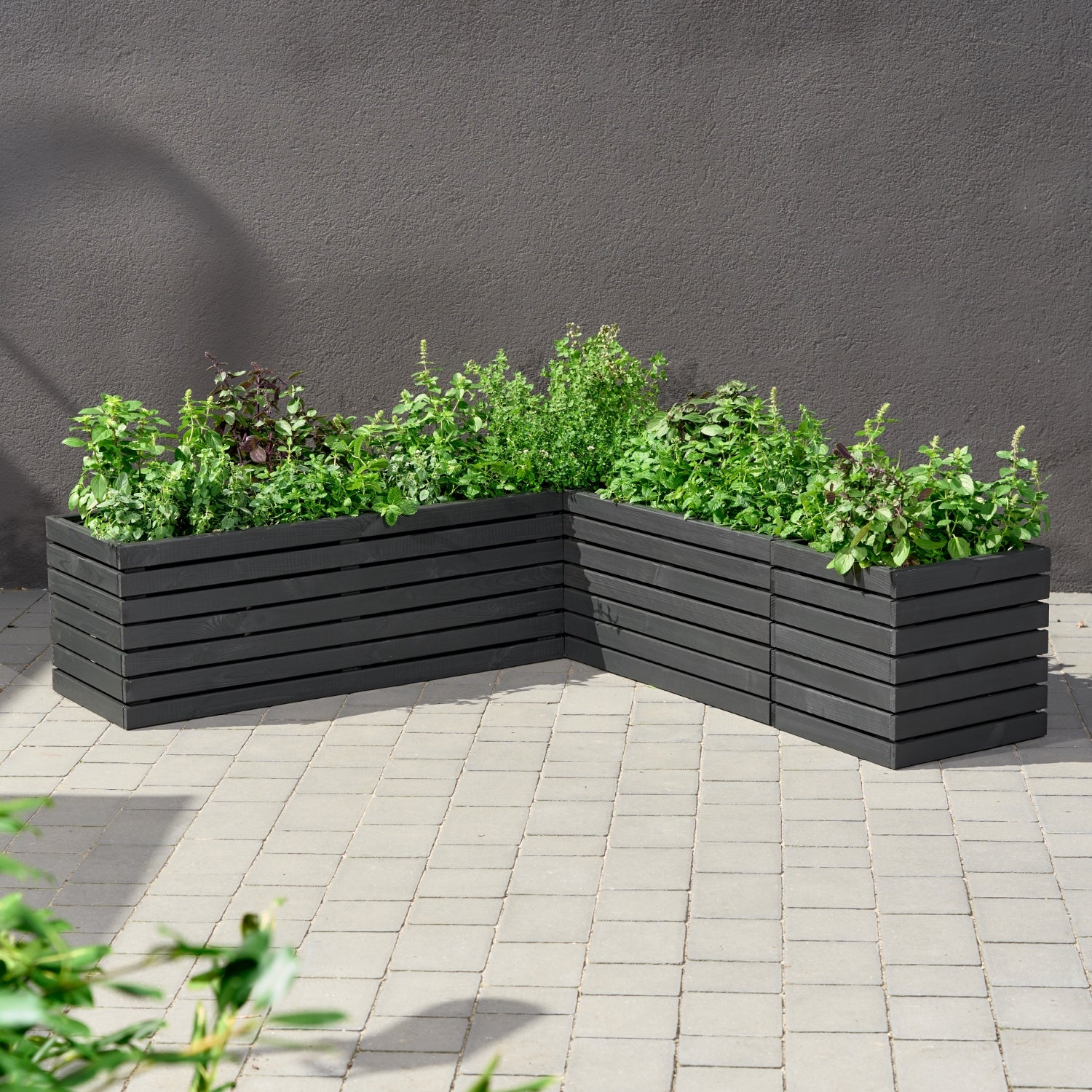 Vaso quadrato in legno nero antracite 36 x 36 x h35 cm 