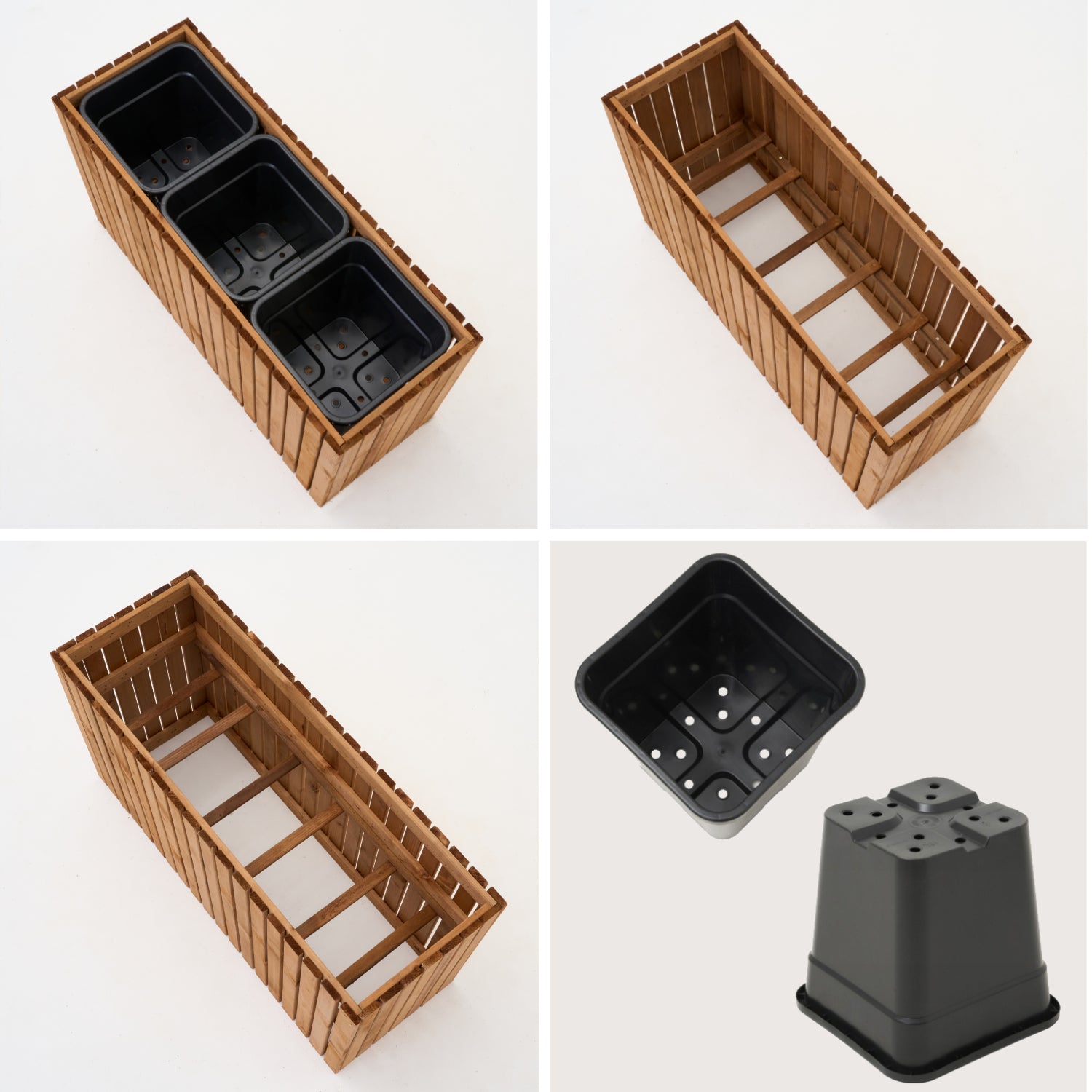 Donica ogrodowa drewniana z kratką pergola 132cm, wkład 3x18l, brązowa