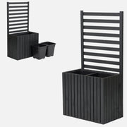 Maceta de jardín de madera con pérgola enrejada 132cm, inserto 2x18l, antracita 