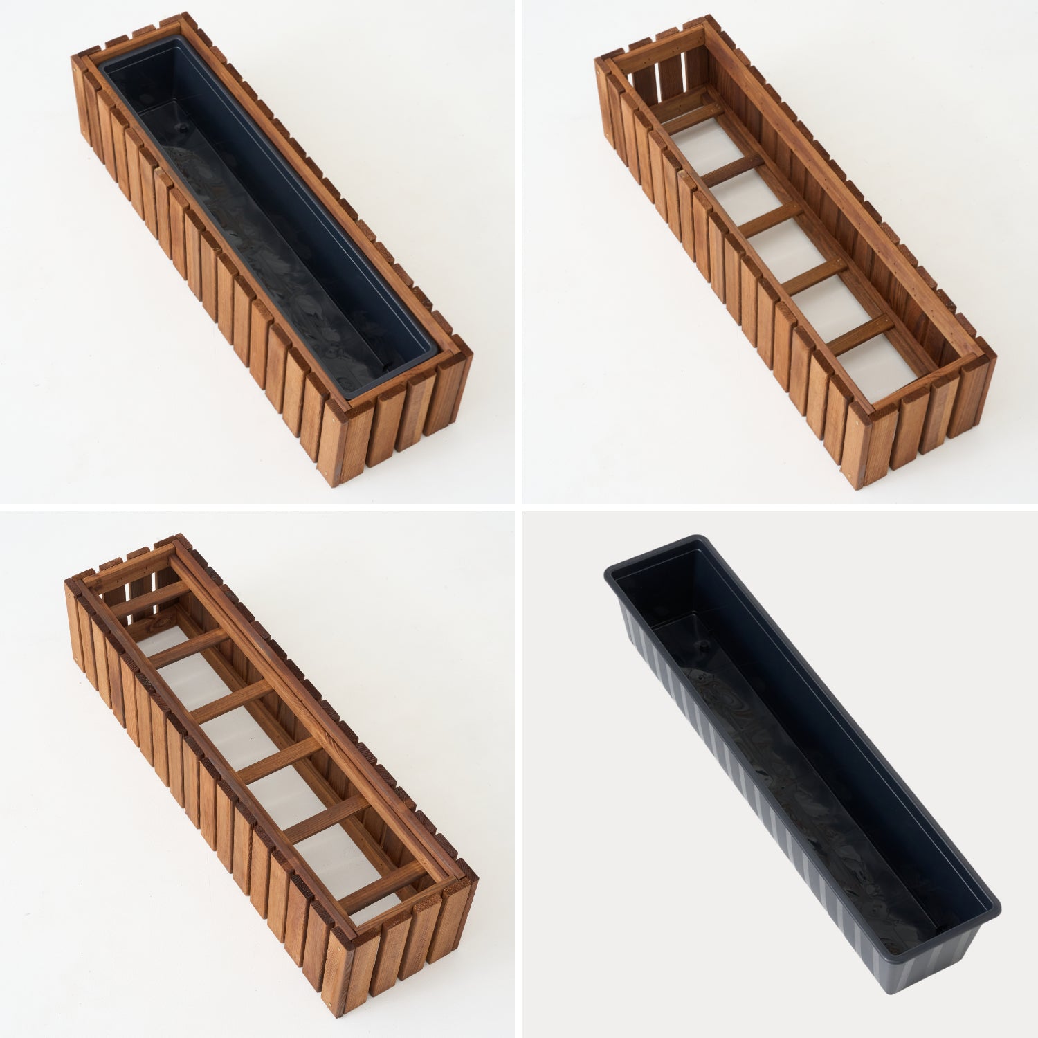 Balkonový květináč 86 cm hnědý + vložka 14 l + rukojeť balkon/terasa