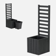 Donica ogrodowa drewniana z kratką pergola 112cm, wkład 1x18l, antracytowa