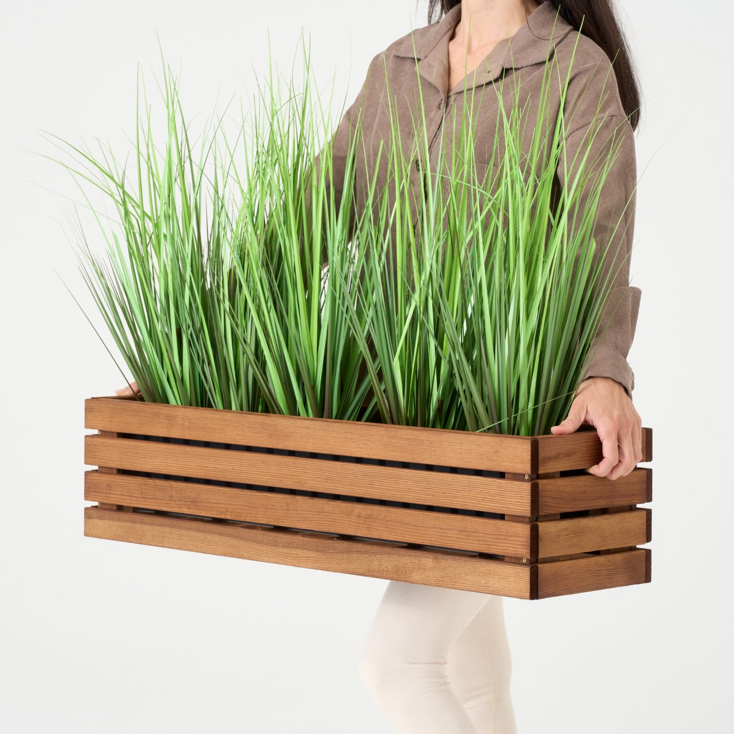 Balkonblumentopf 86 cm braun + 14 l Einsatz + Griff Balkon/Terrasse