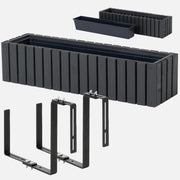 Maceta de balcón 86 cm antracita + inserto 14 l + asa balcón terraza