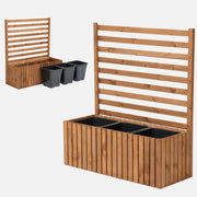 Donica ogrodowa drewniana z kratką pergola 112cm, wkład 3x18l, brązowa