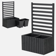 Gartenkübel aus Holz mit Pergola-Rankgitter, 112 cm, 2 x 18 l Einsatz, anthrazit 