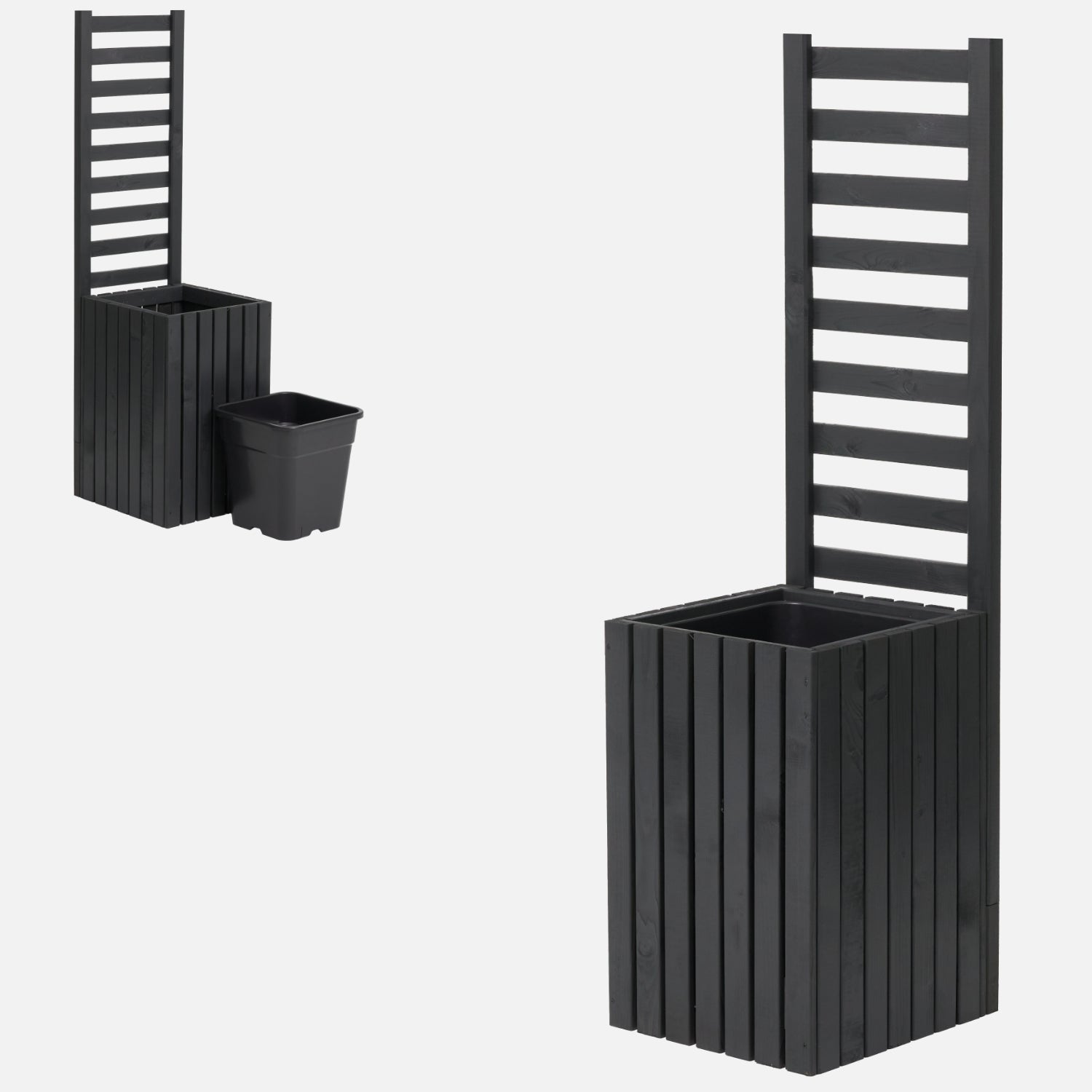 Donica ogrodowa drewniana z kratką pergola 132cm, wkład 1x18l, antracytowa