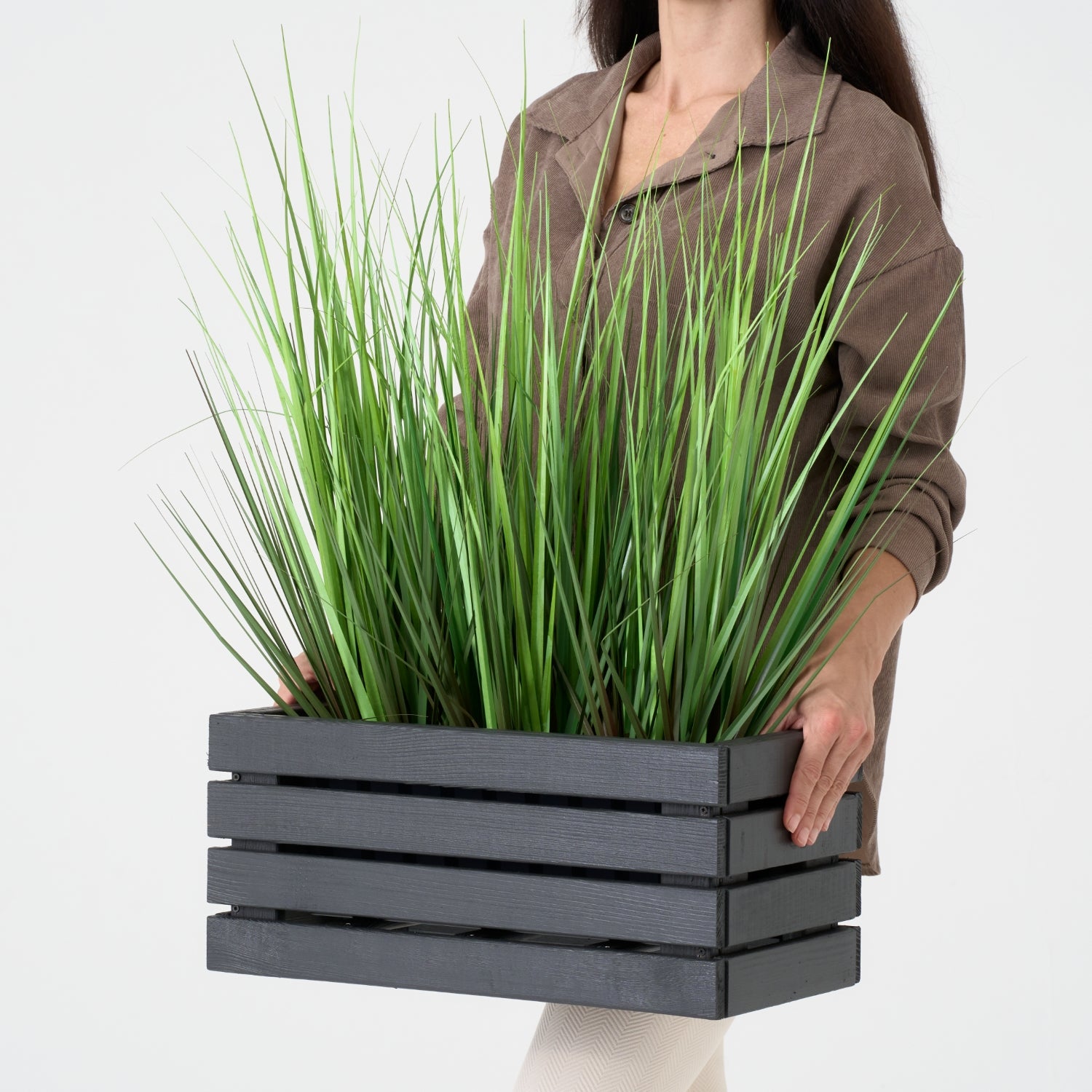 Pot de fleurs pour balcon 45 cm anthracite + insert 6,8 l pour balcon, terrasse et jardin 