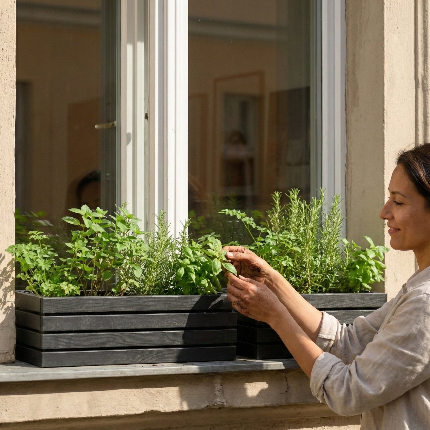 Donica balkonowa 65 cm antracyt + wkład 11 l balkon taras ogród