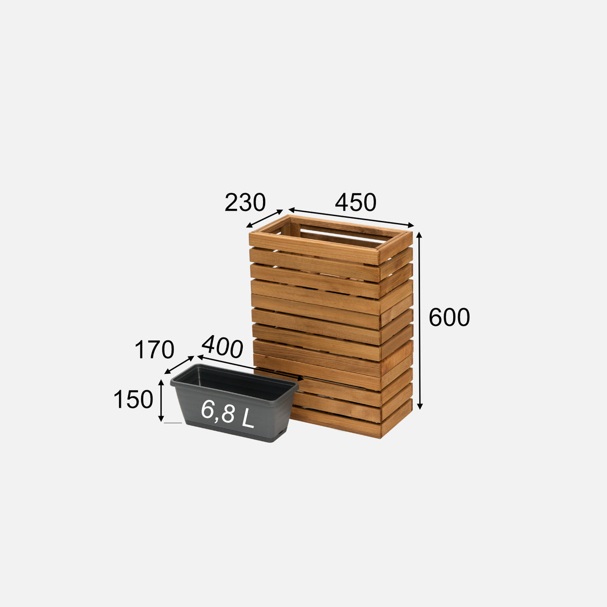 Dimensions de la jardinière de balcon étroite et de l'insert