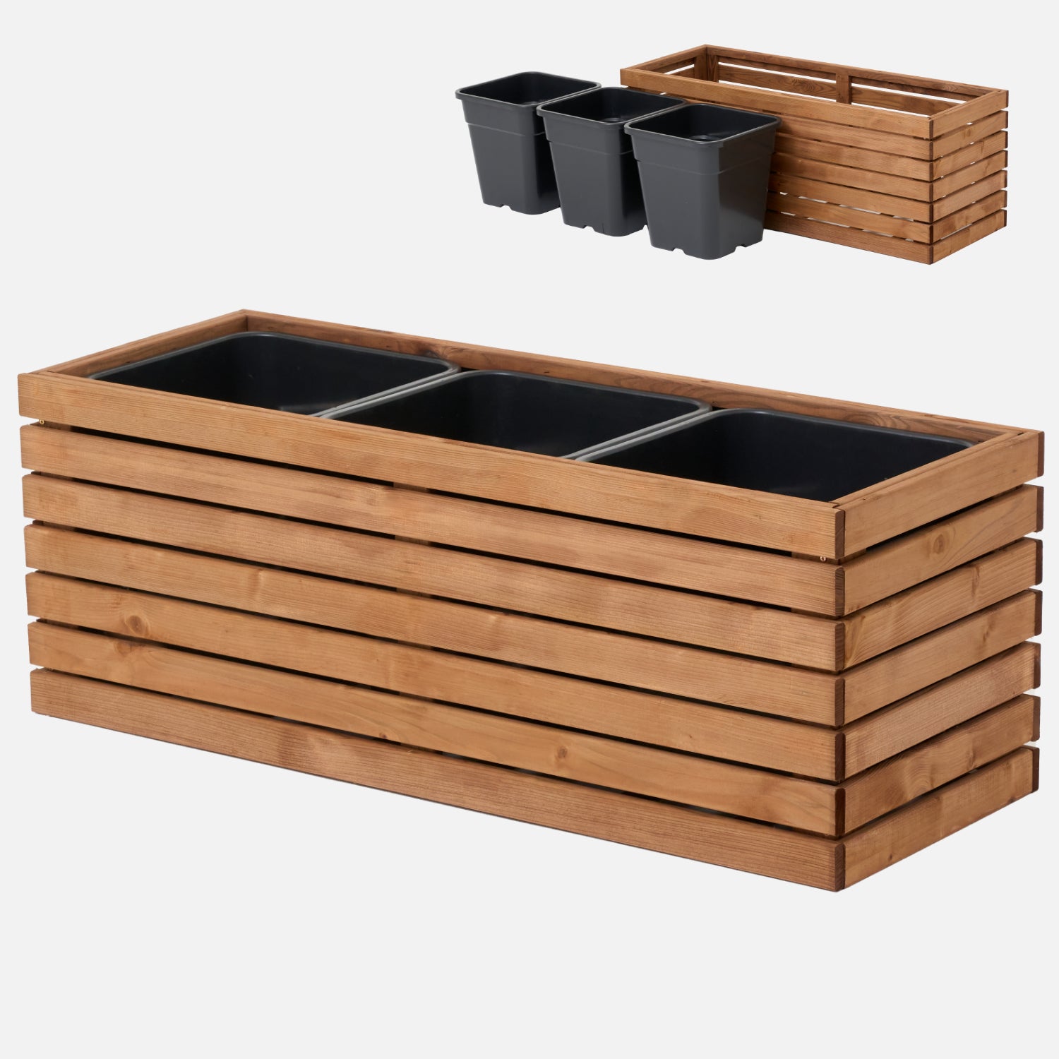 Duża donica ogrodowa drewniana 100cm, wkład  3x18l taras balkon ogród