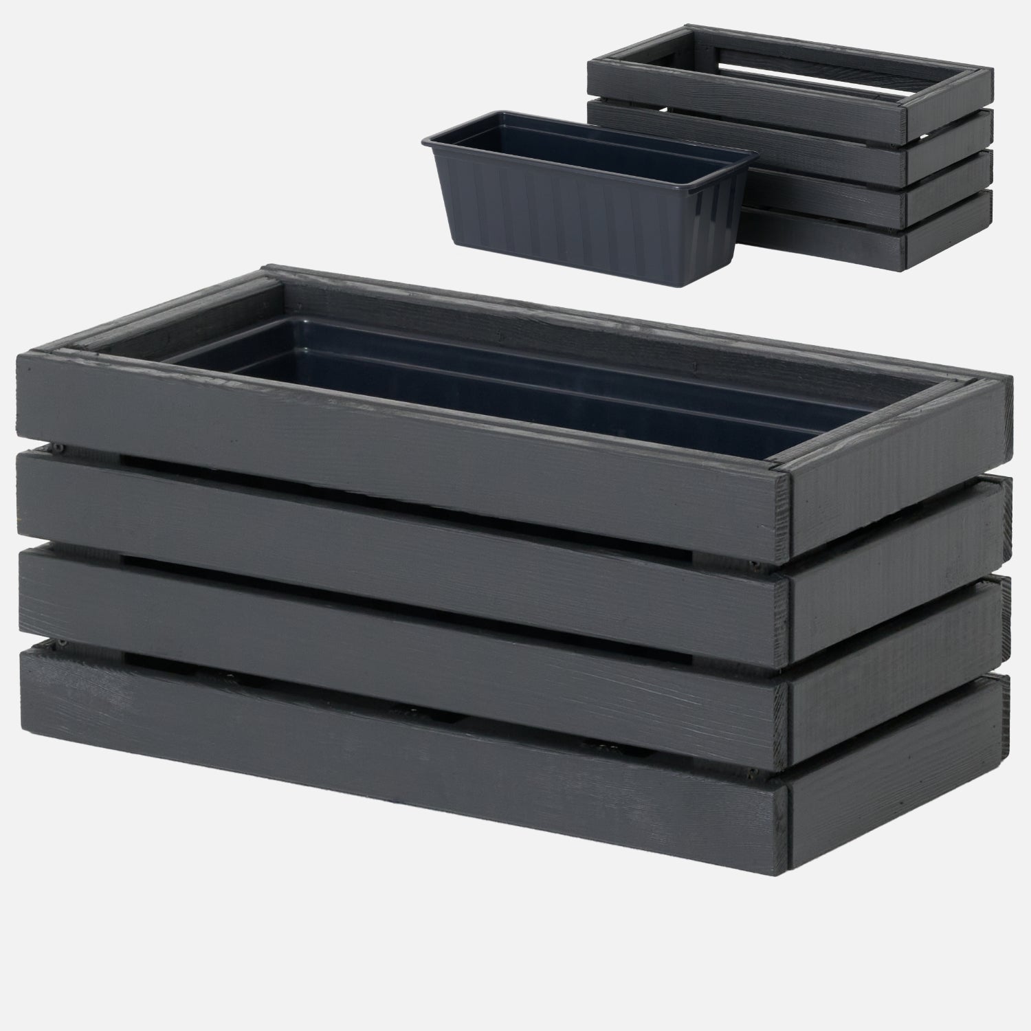 Donica balkonowa 45 cm antracyt + wkład 6,8 l balkon taras ogród