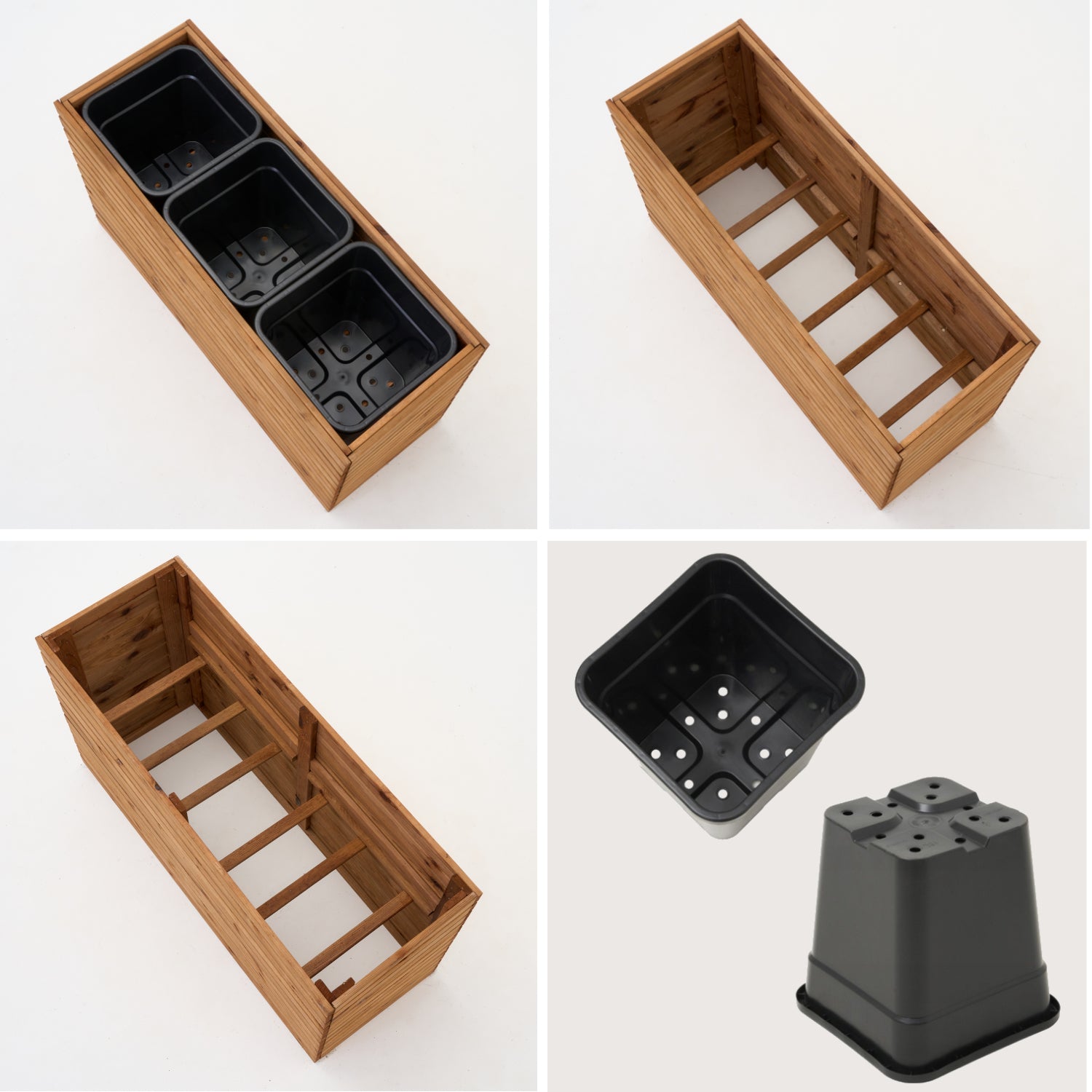 Donica ogrodowa drewniana z kratką pergola 132cm, wkład 3x18l, brązowa