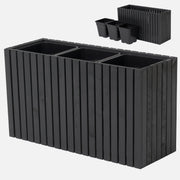 Maceta de madera para jardín, color antracita negro, alta, 55 cm, para terraza, balcón, jardín. 