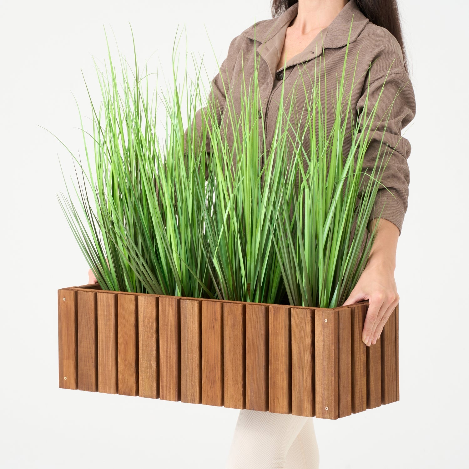 Balkonblumentopf 65 cm braun + 11 l Einsatz für Balkon, Terrasse und Garten