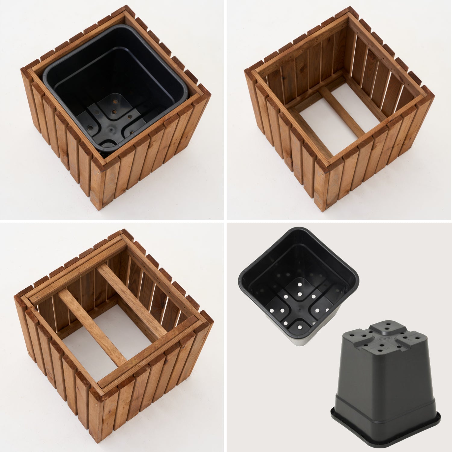 Dřevěný zahradní květináč s pergolovou mřížkou 112 cm, vložka 1x18 l, hnědá 