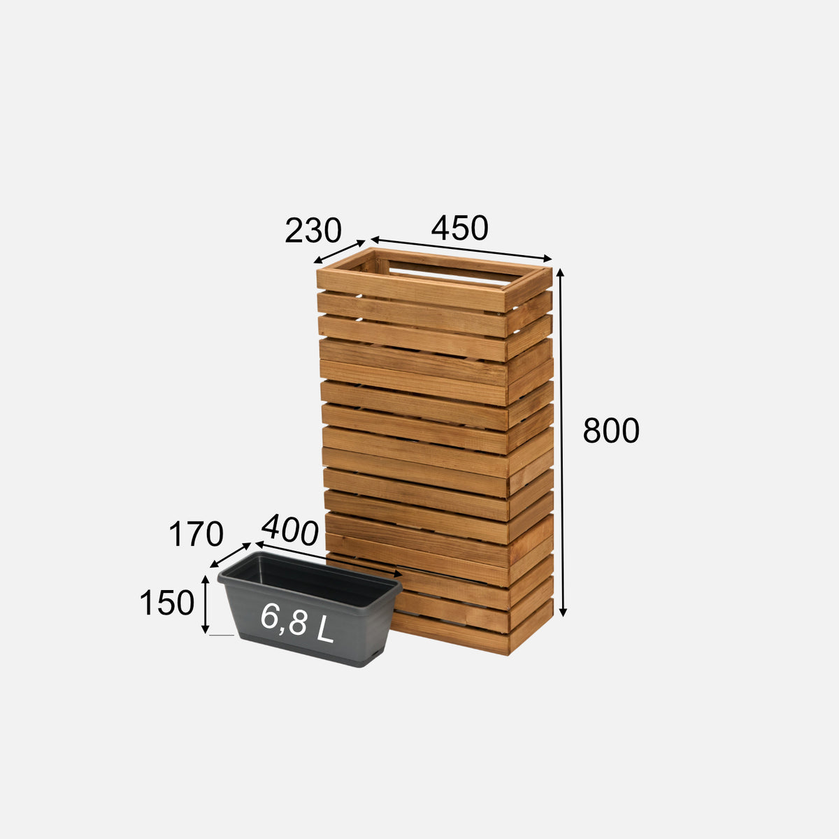Dimensions de la jardinière de balcon étroite et de l'insert