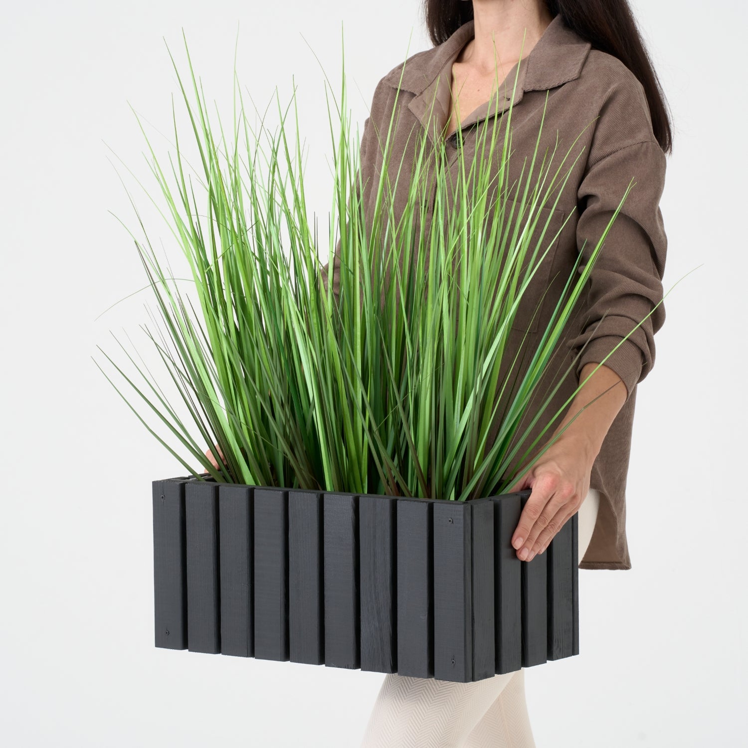 Pot de fleurs pour balcon 45 cm anthracite + insert 6,8 l pour balcon, terrasse et jardin