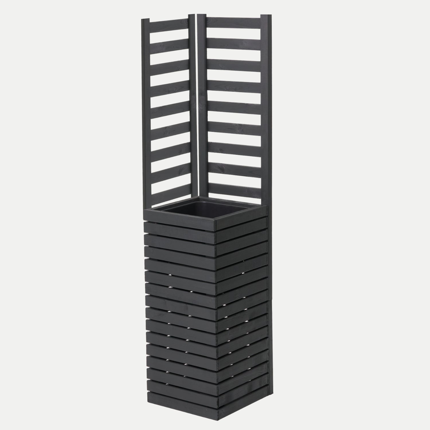 Donica ogrodowa drewniana z kratką pergola 157cm, wkład 1x18l, antracytowa