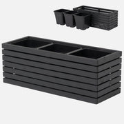 Großer anthrazitfarbener Gartenkübel 100 cm, 3 x 18 l Einsatz für Terrasse, Balkon oder Garten 