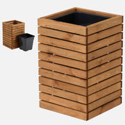 Velký hnědý dřevěný květináč 36 x 36 x v55 cm 