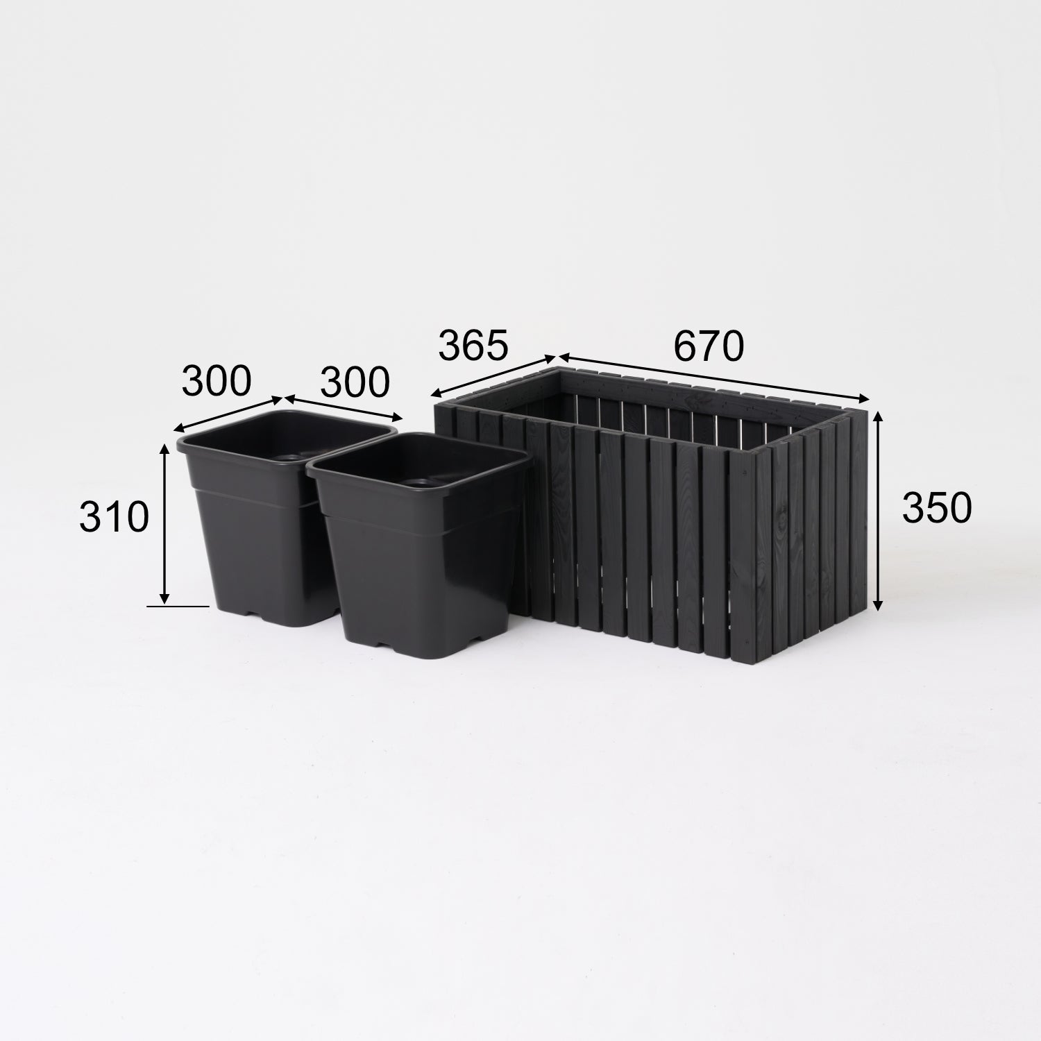 Obdélníkový zahradní květináč s plastovou vložkou 2x18l, terasa, balkon, zahrada 