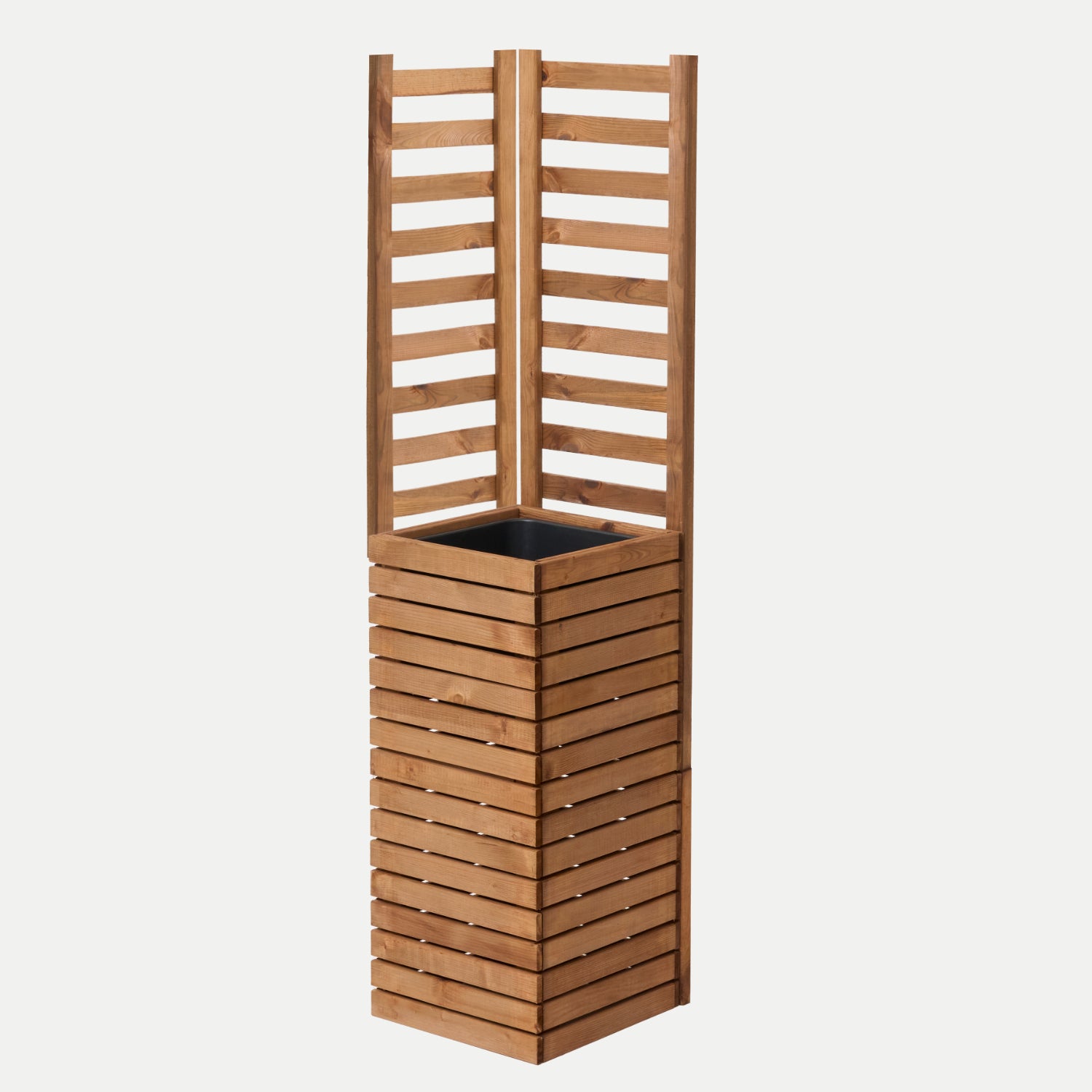 Dřevěný zahradní květináč s pergolovou mřížkou 157 cm, vložka 1x18 l, hnědá 