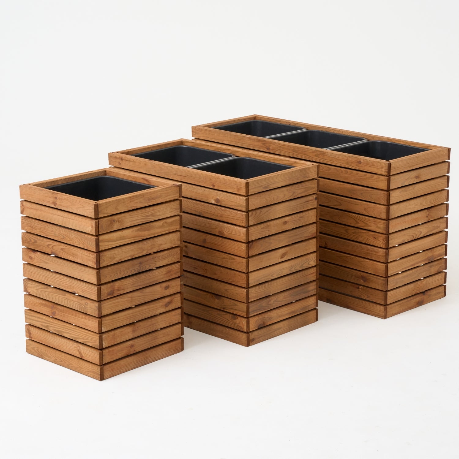 Duża donica ogrodowa wysoka z wkładem plastikowym 3x18l taras balkon ogród