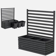 Gartenkübel aus Holz mit Pergola-Rankgitter, 112 cm, Einsatz 3x18 l, anthrazit 