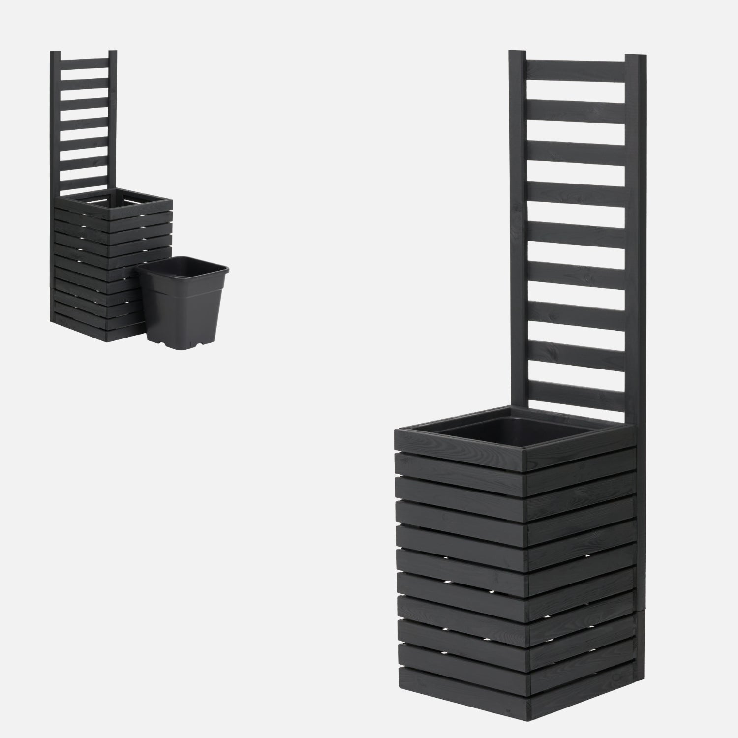 Donica ogrodowa drewniana z kratką pergola 132cm, wkład 1x18l, antracytowa