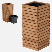 Duża donica ogrodowa drewniana wysoka 80 cm, wkład 1x18l taras balkon ogród