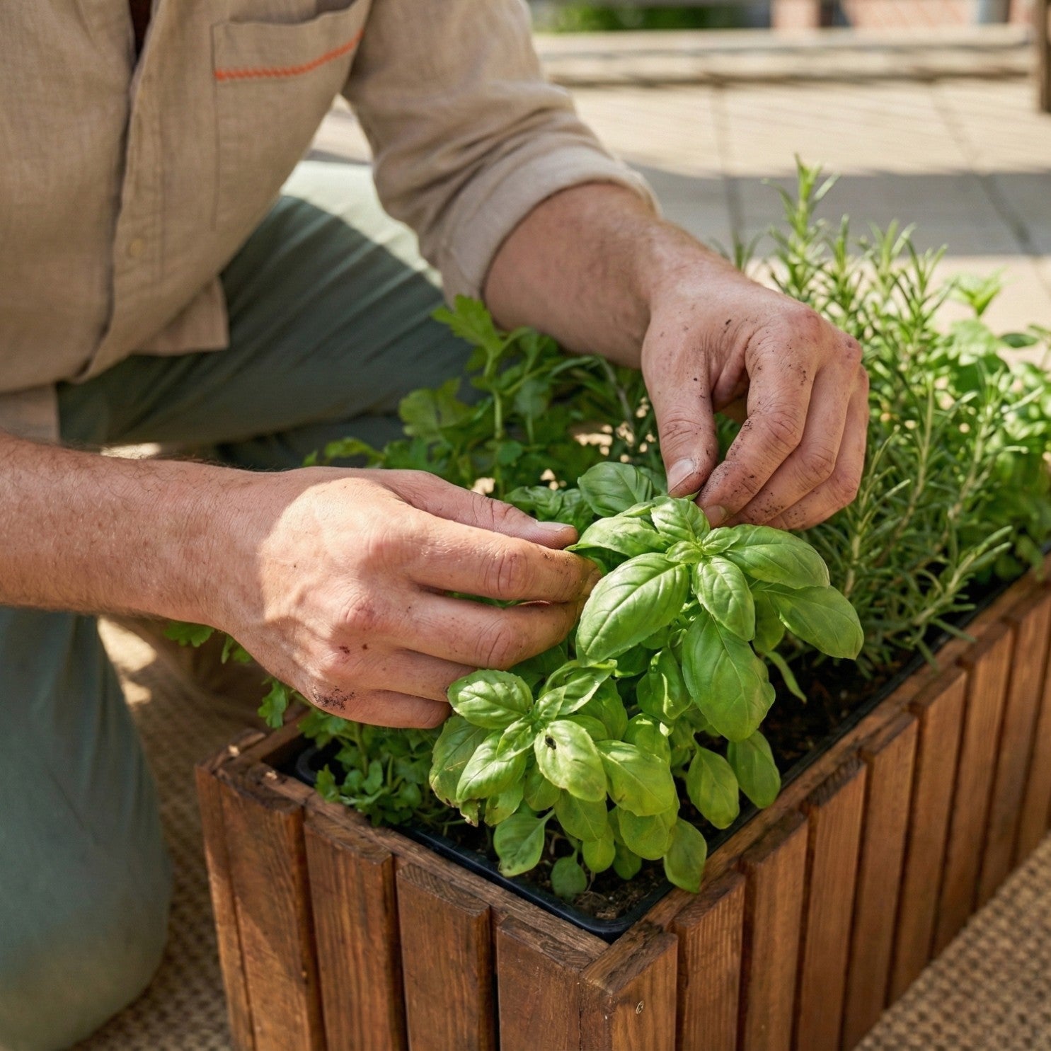 Balkonblumentopf 45 cm braun + 6,8 l Einsatz für Balkon, Terrasse und Garten