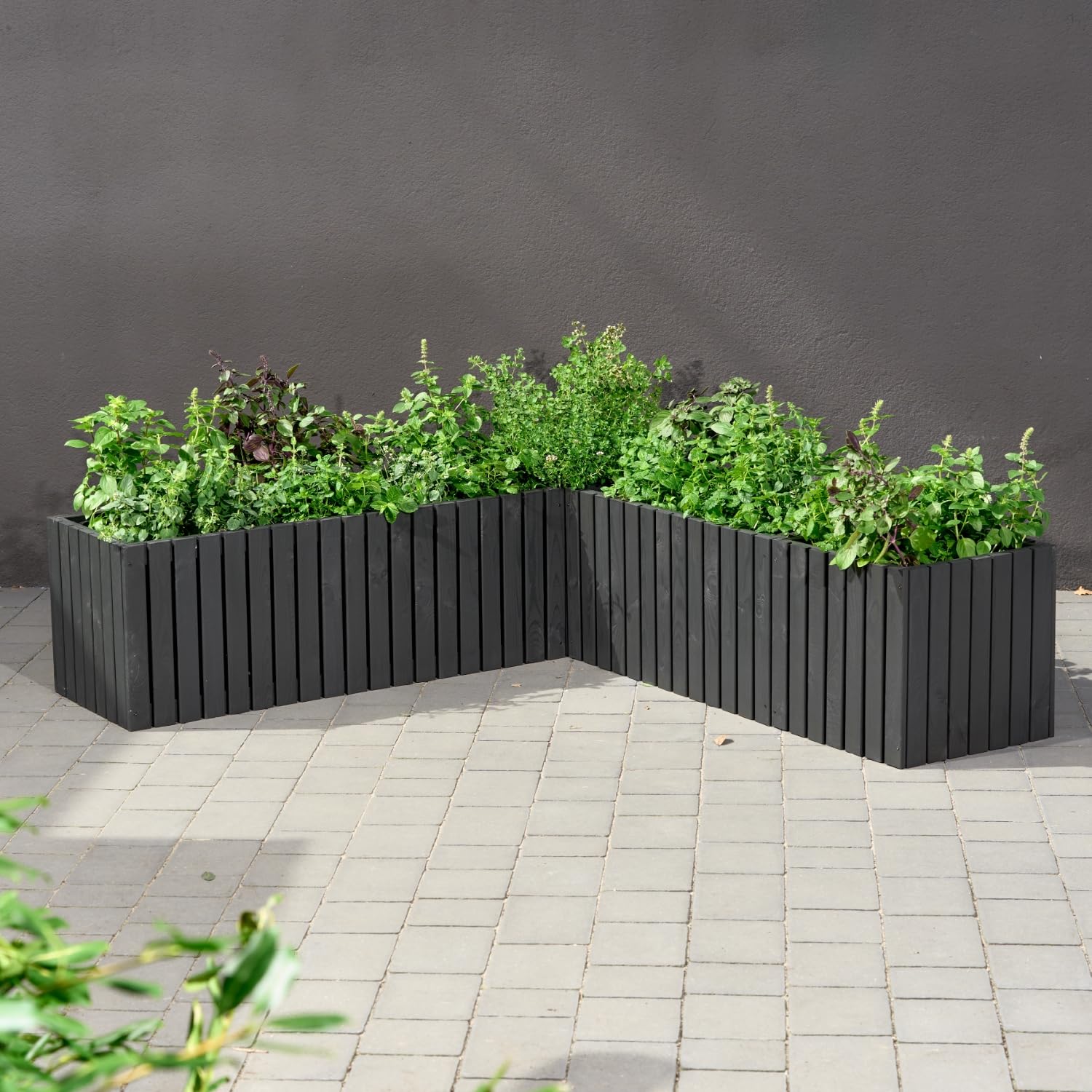 Vierkante tuinpot met plastic inzetstuk 1x18l voor terras, balkon of tuin 